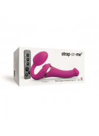Ярко-розовый безремневой страпон Multi Orgasm Size S с клиторальной стимуляцией - Strap-on-me - купить с доставкой в Тольятти