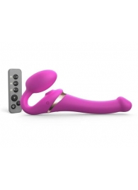 Ярко-розовый безремневой страпон Multi Orgasm Size S с клиторальной стимуляцией - Strap-on-me - купить с доставкой в Тольятти