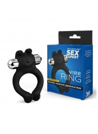 Черное силиконовое эрекционное виброкольцо Sex Expert - Sex Expert - в Тольятти купить с доставкой