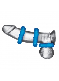 Комплект из трех голубых эрекционных колец 3-Pack Ribbed Rider Cock Ring Set - BlueLine - в Тольятти купить с доставкой