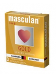 Презервативы Masculan Ultra Gold с золотым напылением и ароматом ванили - 3 шт. - Masculan - купить с доставкой в Тольятти