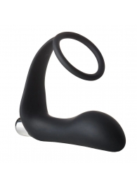 Черное эрекционное кольцо с вибропробкой Vibrating Anal Plug With Cockring - Dream Toys - в Тольятти купить с доставкой