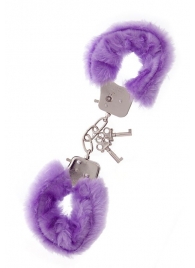 Фиолетовые меховые наручники METAL HANDCUFF WITH PLUSH LAVENDER - Dream Toys - купить с доставкой в Тольятти