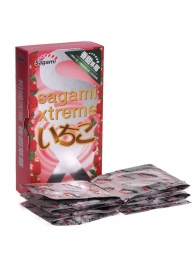 Презервативы Sagami Xtreme Strawberry c ароматом клубники - 10 шт. - Sagami - купить с доставкой в Тольятти