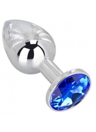 Анальное украшение BUTT PLUG  Small с синим кристаллом - 7 см. - Anal Jewelry Plug - купить с доставкой в Тольятти