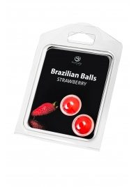 Набор из 2 шариков с массажным маслом Brazilian Balls с ароматом клубники - Secret Play - купить с доставкой в Тольятти