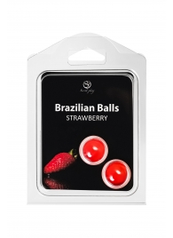 Набор из 2 шариков с массажным маслом Brazilian Balls с ароматом клубники - Secret Play - купить с доставкой в Тольятти