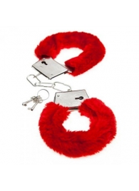 Красные меховые наручники Love с ключиками - Baile - купить с доставкой в Тольятти