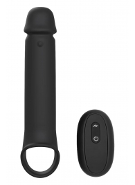 Черная насадка-удлинитель с вибрацией Vibrating Extender With Remote - Dream Toys - в Тольятти купить с доставкой