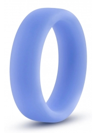 Голубое люминесцентное кольцо Silicone Glo Cock Ring - Blush Novelties - в Тольятти купить с доставкой