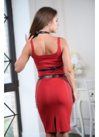 Черно-серебристая портупея-юбка plus size с цепочками - БДСМ Арсенал - купить с доставкой в Тольятти