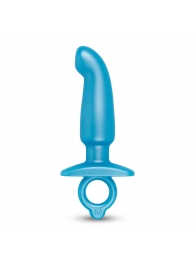 Голубая анальная пробка для массажа простаты Hither Silicone Prostate Plug - 14,3 см. - b-Vibe - в Тольятти купить с доставкой