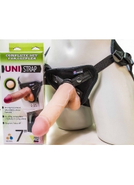 Страпон-унисекс с двумя насадками UNI strap 7  Harness - 19 и 16 см. - LOVETOY (А-Полимер) - купить с доставкой в Тольятти