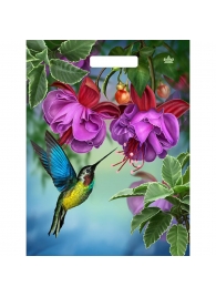 Пакет с принтом в виде колибри в цветах с вырубной ручкой (31х40 см) - Сима-Ленд - купить с доставкой в Тольятти