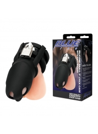 Черная клетка для пениса Silicone Small 2 in Cock Cage With Ball Divider - BlueLine - купить с доставкой в Тольятти