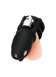 Черная клетка для пениса Silicone Small 2 in Cock Cage With Ball Divider - BlueLine - купить с доставкой в Тольятти
