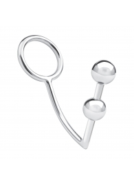 Кольцо на пенис с анальным стимулятором Two Bead Stainless Steel Anal Hook   Cock Ring - BlueLine - в Тольятти купить с доставкой
