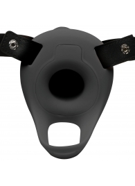 Черный полый страпон с вибрацией 2’’ Erection 28X Smooth Vibrating Silicone Penis Sheath - XR Brands - купить с доставкой в Тольятти