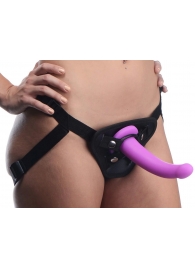 Лиловый поясной страпон Navigator Silicone G-Spot Dildo with Harness - 17,8 см. - XR Brands - купить с доставкой в Тольятти