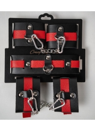 Черно-красный набор фиксаций: наручники, оковы и ошейник - Crazy Handmade - купить с доставкой в Тольятти