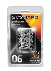 Прозрачная насадка с объёмными чёрточками STAY HARD COCK SLEEVE 06 CLEAR - Blush Novelties - в Тольятти купить с доставкой