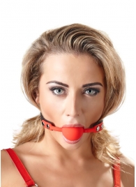 Силиконовый кляп-шар на чёрных ремешках Red Gag silicone - Orion - купить с доставкой в Тольятти