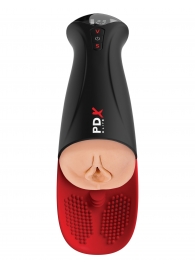 Телесный мастурбатор-вагина в черной колбе с вибрацией Fuck-O-Matic Pro XL - Pipedream - в Тольятти купить с доставкой