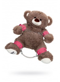 Бондажный набор: бурый мишка с розовыми оковами и наручниками - Pecado - купить с доставкой в Тольятти