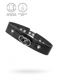 Черный чокер-ошейник со связанными кольцами на подложке - Pecado - купить с доставкой в Тольятти