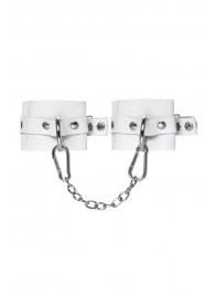 Белые мягкие кожаные наручники с люверсами - Pecado - купить с доставкой в Тольятти