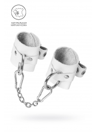 Белые мягкие кожаные наручники с люверсами - Pecado - купить с доставкой в Тольятти