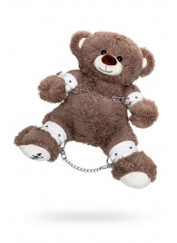Бондажный набор: бурый мишка с белыми оковами и наручниками - Pecado - купить с доставкой в Тольятти