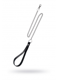 Поводок с ручкой из черной натуральной кожи и карабином для ошейника - Pecado - купить с доставкой в Тольятти