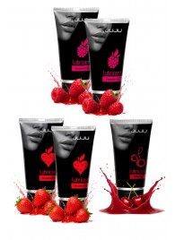 Набор из 5 съедобных лубрикантов JUJU (клубника х 2, малина х 2, вишня) - JuJu - купить с доставкой в Тольятти