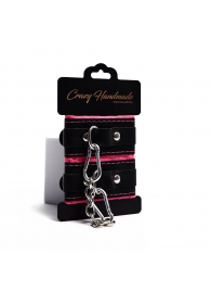 Черно-розовые скругленные наручники с мягкой подкладкой - Crazy Handmade - купить с доставкой в Тольятти