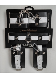 Набор фиксаторов из черной и белой натуральной кожи - Crazy Handmade - купить с доставкой в Тольятти