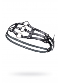 Черный кожаный пояс с кольцами - Pecado - купить с доставкой в Тольятти