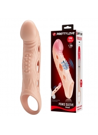Телесная удлиняющая насадка с рельефом и вибрацией Brad - 21,3 см. - Baile - в Тольятти купить с доставкой