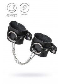 Черные наручники из толстой натуральной кожи с люверсами - Pecado - купить с доставкой в Тольятти