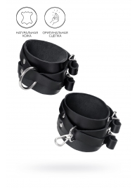 Черные кожаные оковы с двумя перекрёстными ремешками - Pecado - купить с доставкой в Тольятти