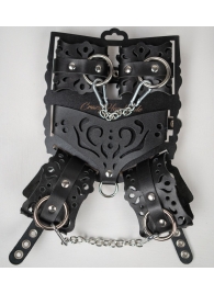 Черный ажурный кожаный набор фиксаций - Crazy Handmade - купить с доставкой в Тольятти