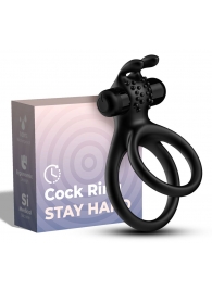 Черное эрекционное виброкольцо с подхватом мошонки Stay Hard - Boys of Toys - в Тольятти купить с доставкой