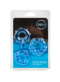 Набор из 3 синих эрекционных колец с различным рельефом - Erowoman-Eroman - в Тольятти купить с доставкой