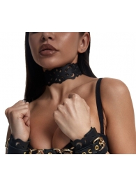 Черный ажурный чокер с золотистой фурнитурой - Crazy Handmade - купить с доставкой в Тольятти