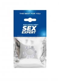Прозрачное эрекционное кольцо с шариками и шипами - Sex Expert - в Тольятти купить с доставкой