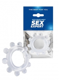 Прозрачное эрекционное кольцо со стимулирующими шариками - Sex Expert - в Тольятти купить с доставкой