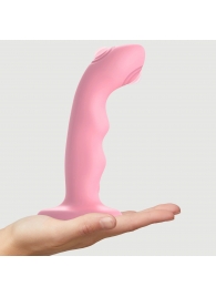 Розовая насадка-стимулятор Strap-On-Me Tapping Dildo Wave - Strap-on-me - купить с доставкой в Тольятти