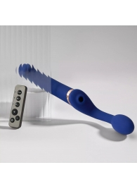 Синий безремневой страпон Multi Orgasm Bendable Strap-On size L с клиторальной стимуляцией - Strap-on-me - купить с доставкой в Тольятти