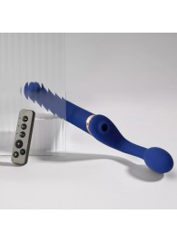 Синий безремневой страпон Multi Orgasm Bendable Strap-On size XL с клиторальной стимуляцией - Strap-on-me - купить с доставкой в Тольятти