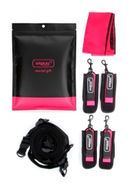 Черно-розовый эротический набор: фиксатор, оковы, наручники, повязка - Erokay - купить с доставкой в Тольятти